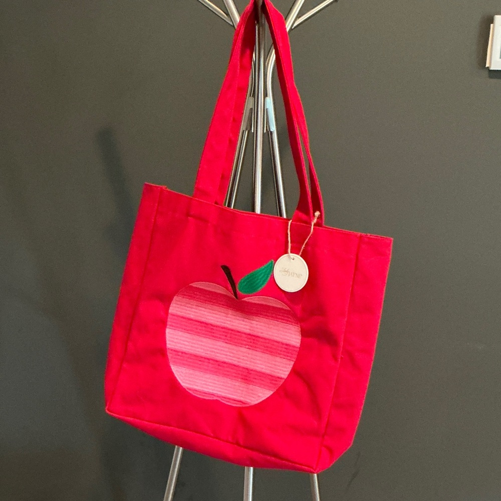 Vibrant Red Apple Lined Tote Bag